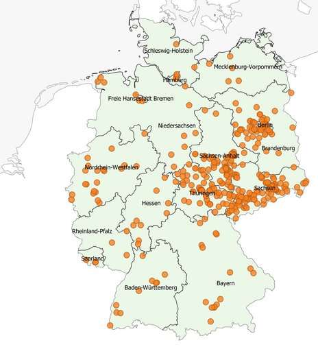 Verteilung der Teilnehmenden bei INCREASE in Deutschland.